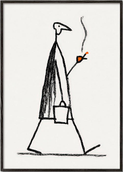 Minimalistisk illustration av gående rökare
