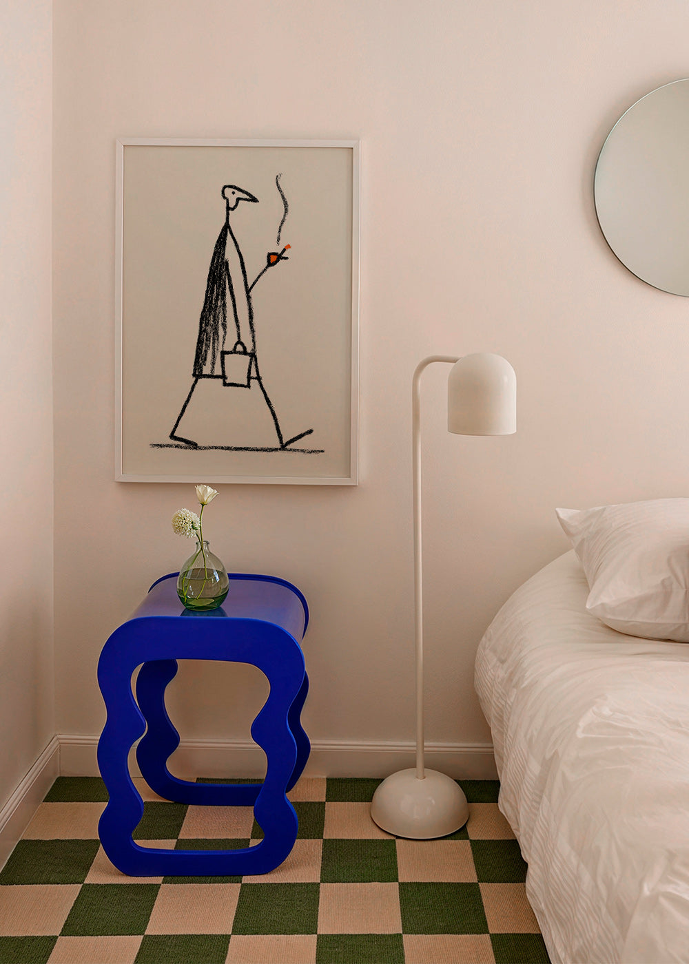Minimalistisk illustration av gående rökare