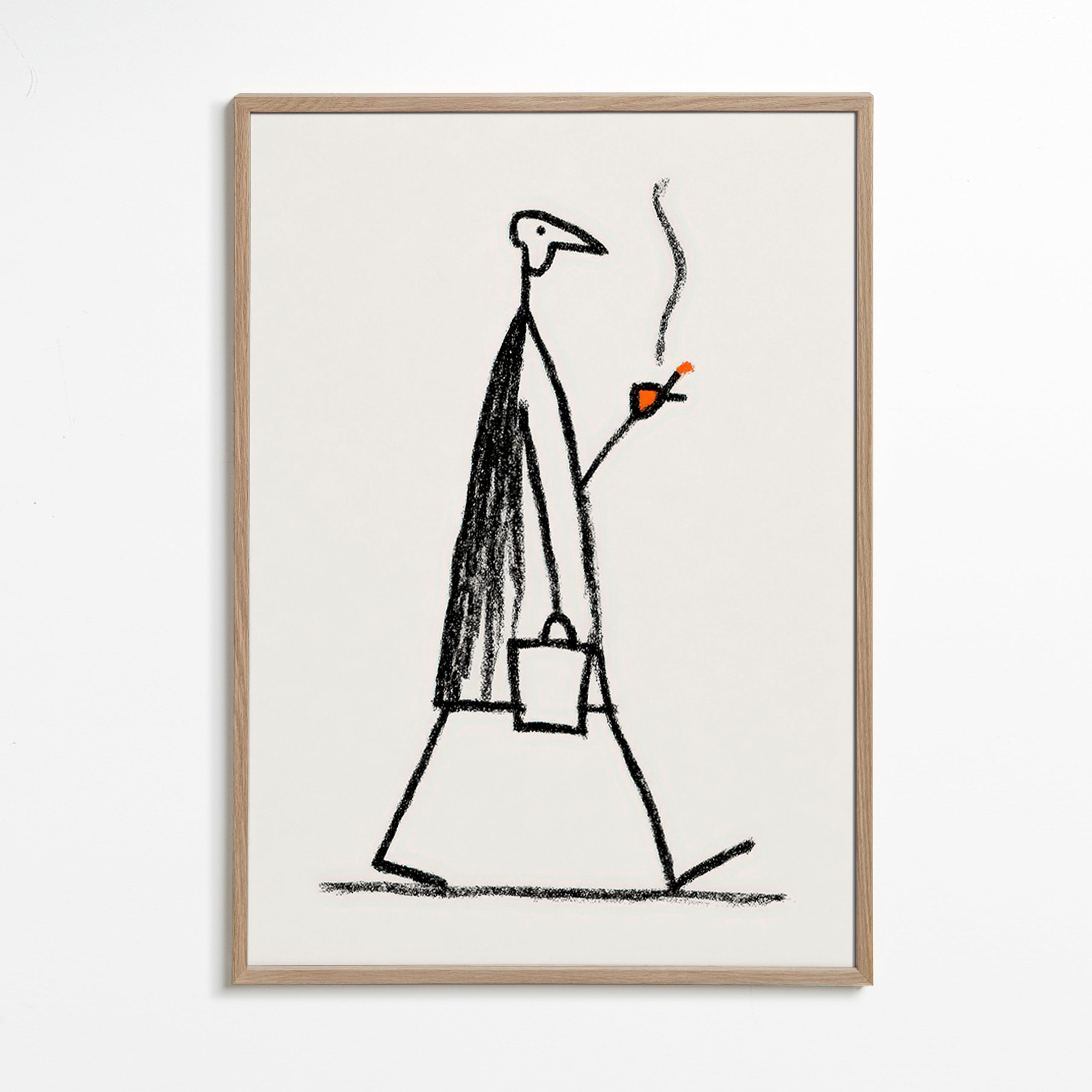 Minimalistisk illustration av gående rökare