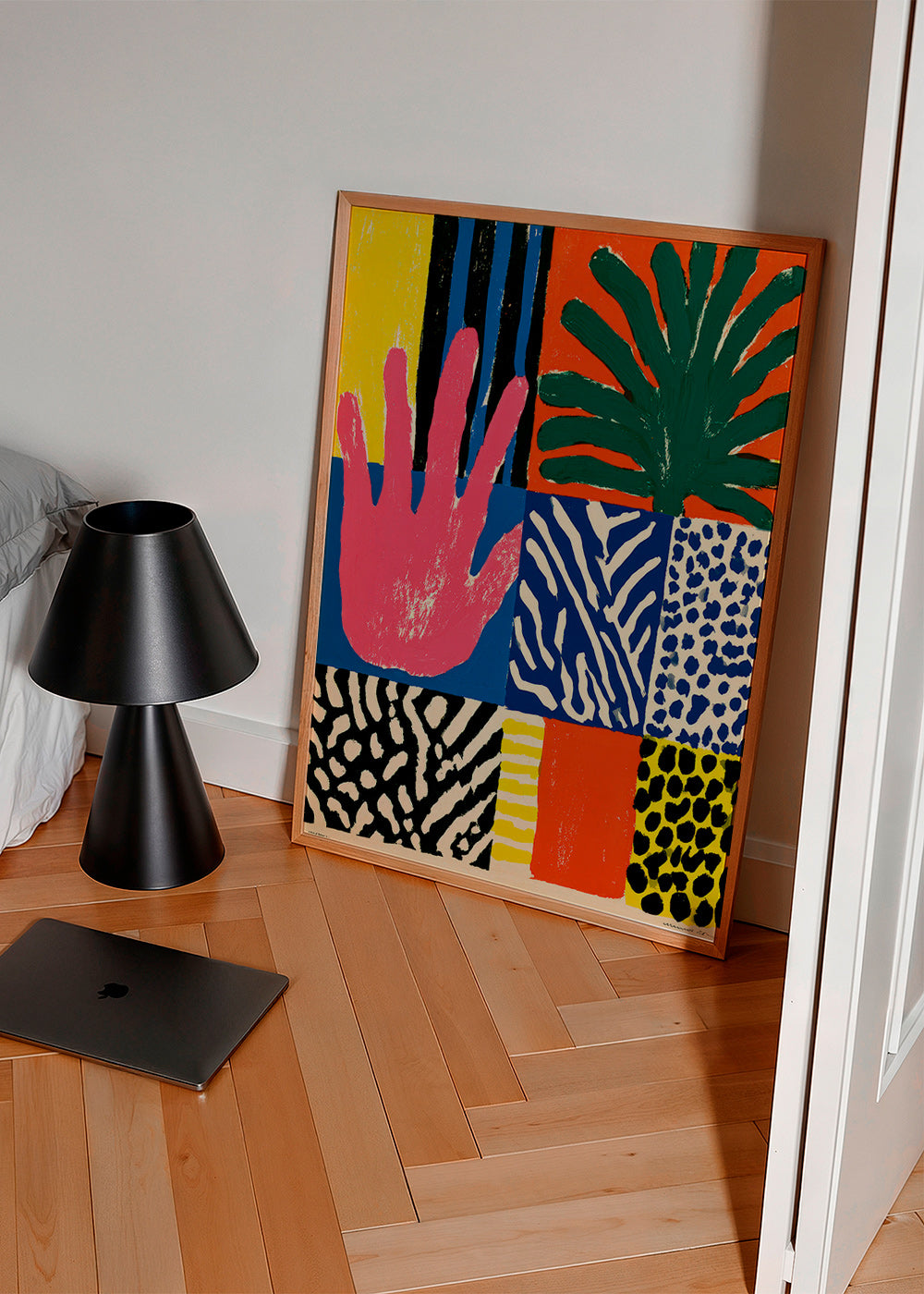 Botanisk print med hand och texturer