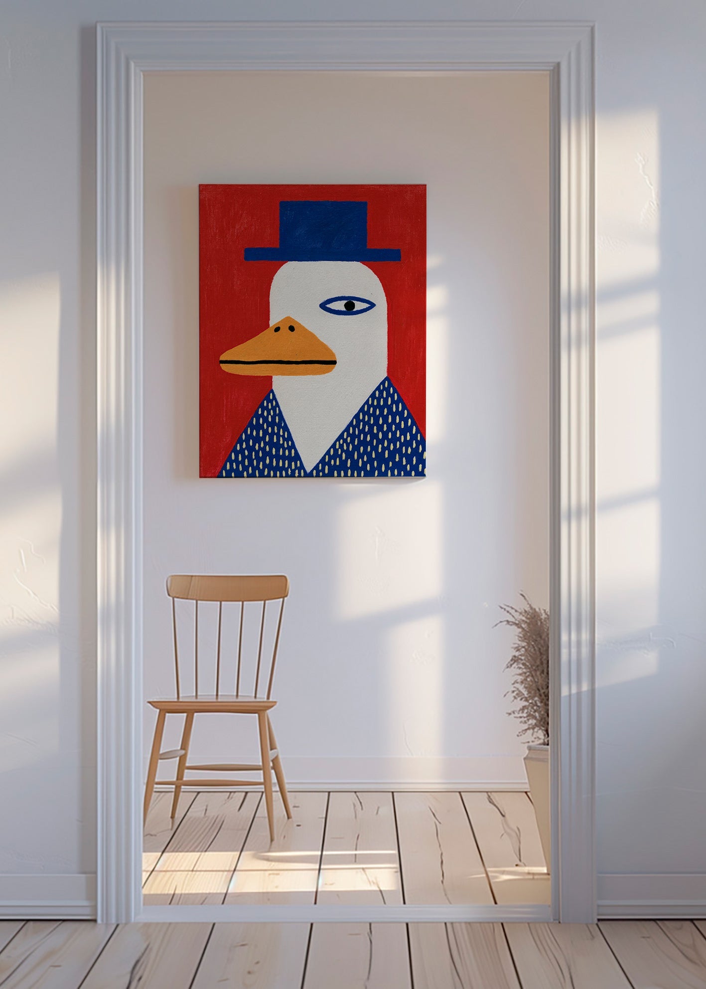 Andporträtt med blå hatt