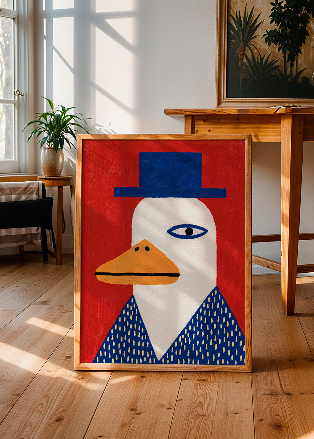 Andporträtt med blå hatt