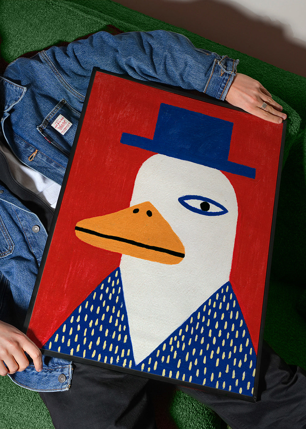 Andporträtt med blå hatt