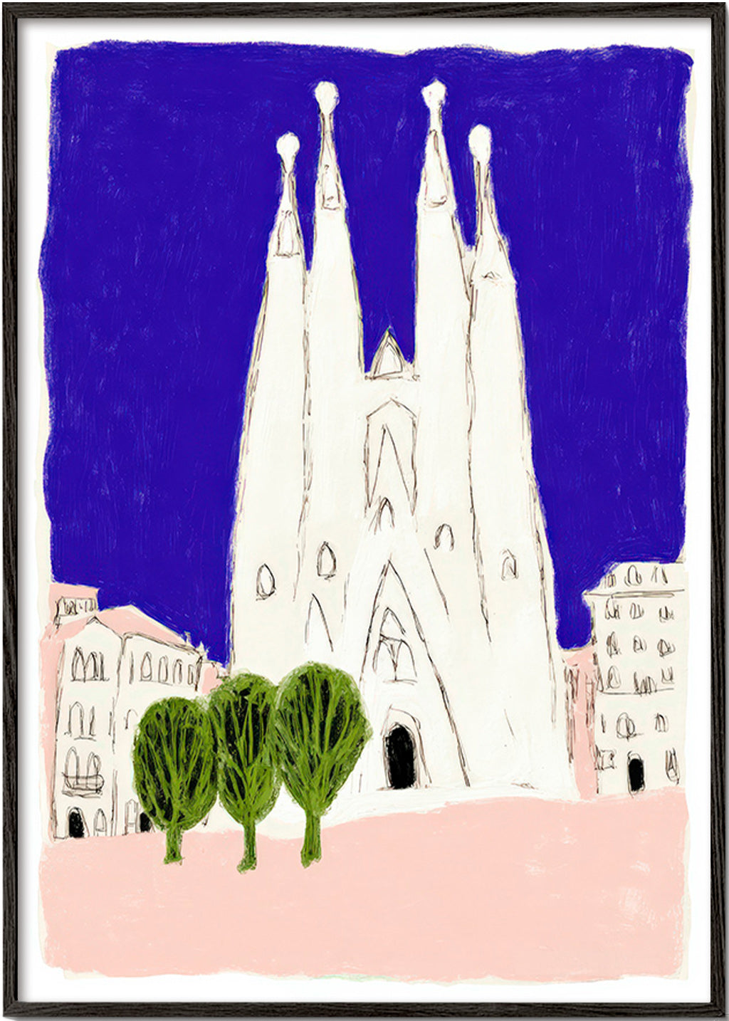 Kökskonst Sagrada Familia natt skiss