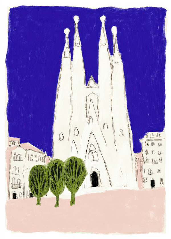 Kökskonst Sagrada Familia natt skiss