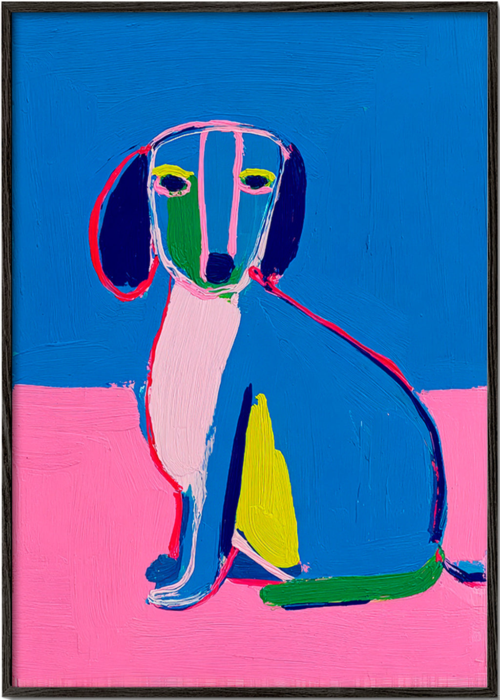 Konst neonhund klara färger