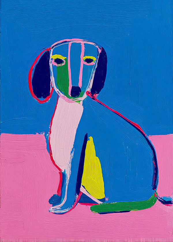 Konst neonhund klara färger