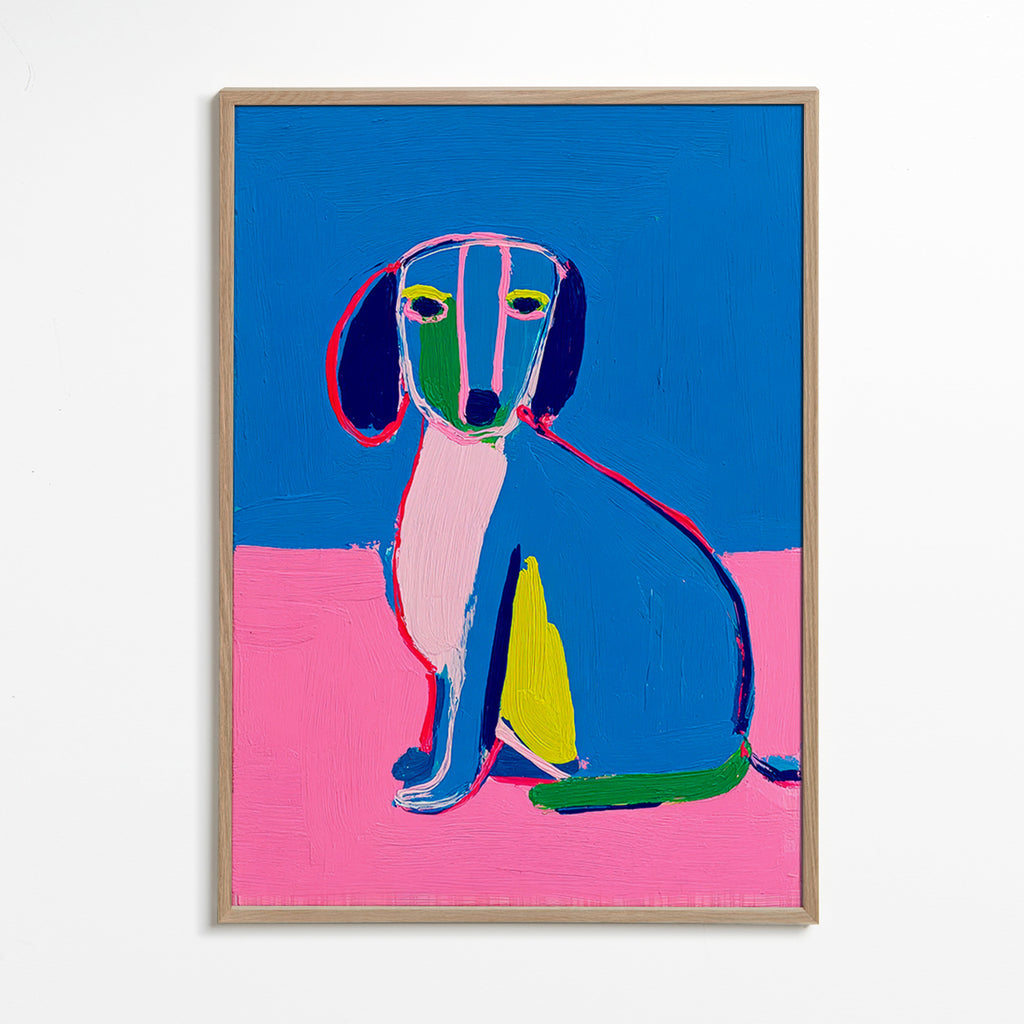 Konst neonhund klara färger