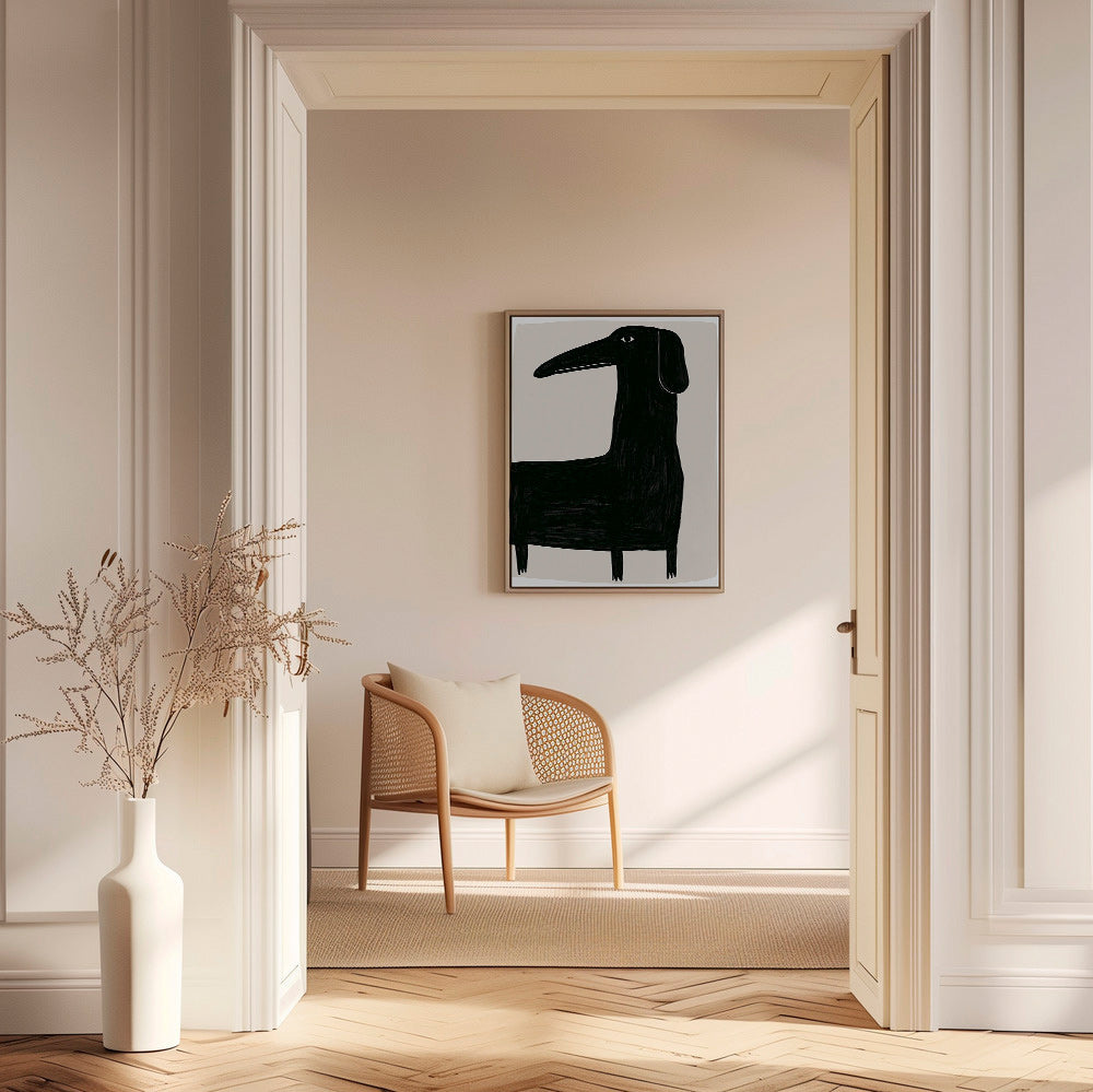 Poster lång svart hund illustration