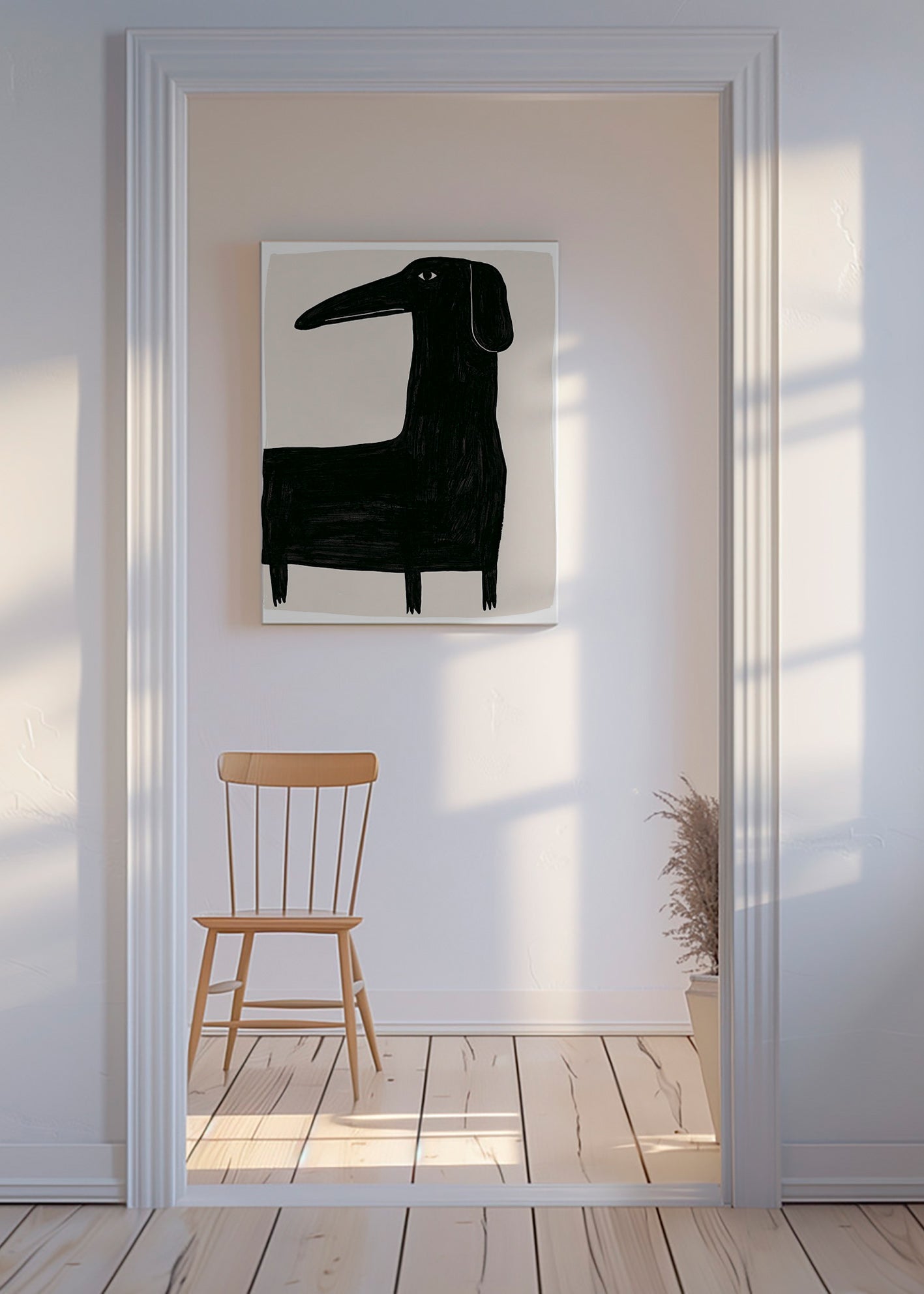 Poster lång svart hund illustration