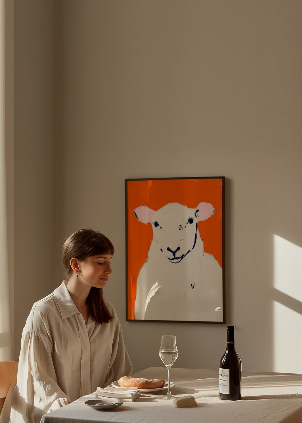 Konstverk vit får minimalistisk