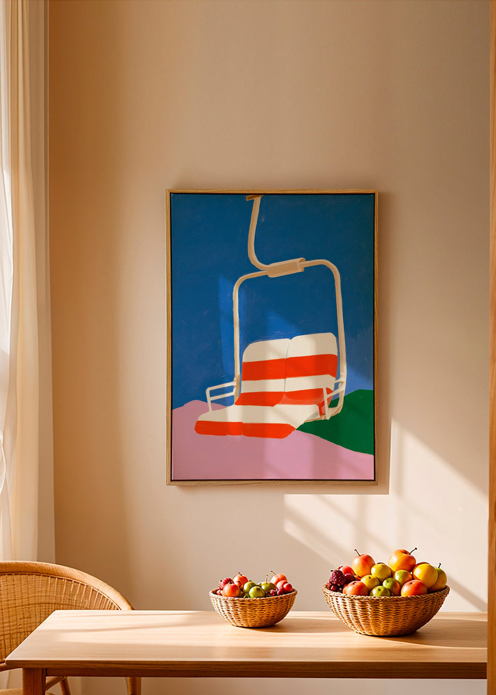 Illustration av stollift med randigt säte