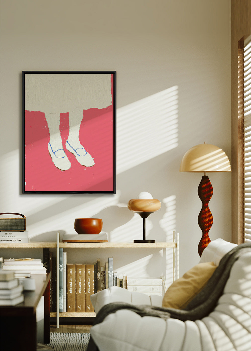 Illustration av ben med rosa skor