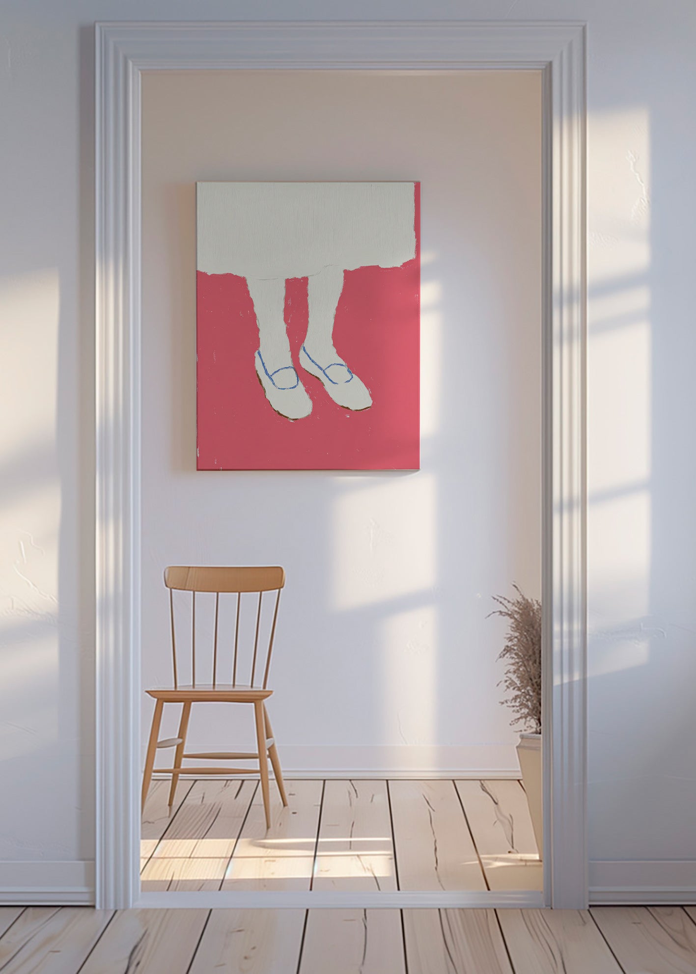 Illustration av ben med rosa skor