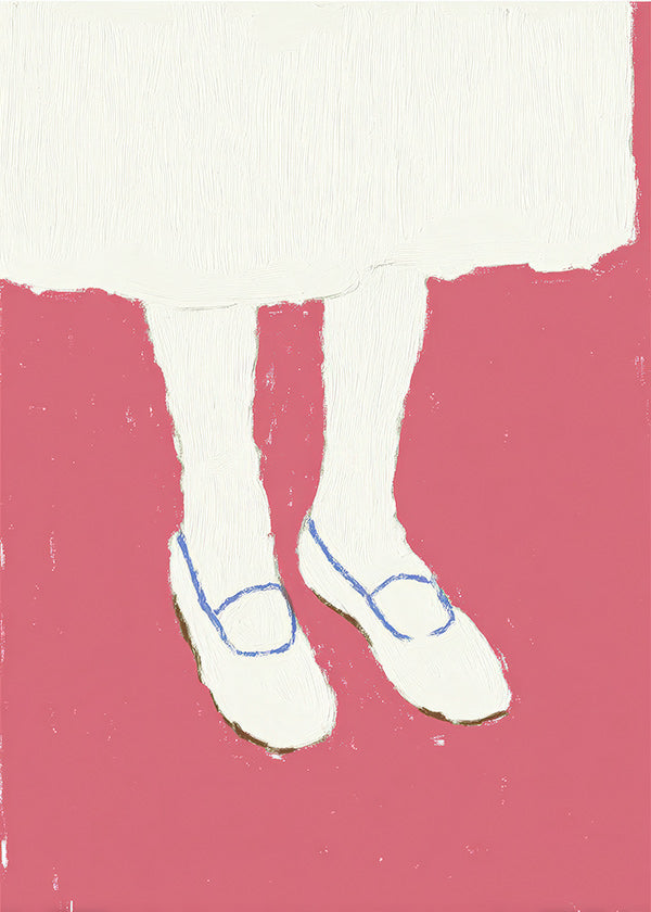 Illustration av ben med rosa skor
