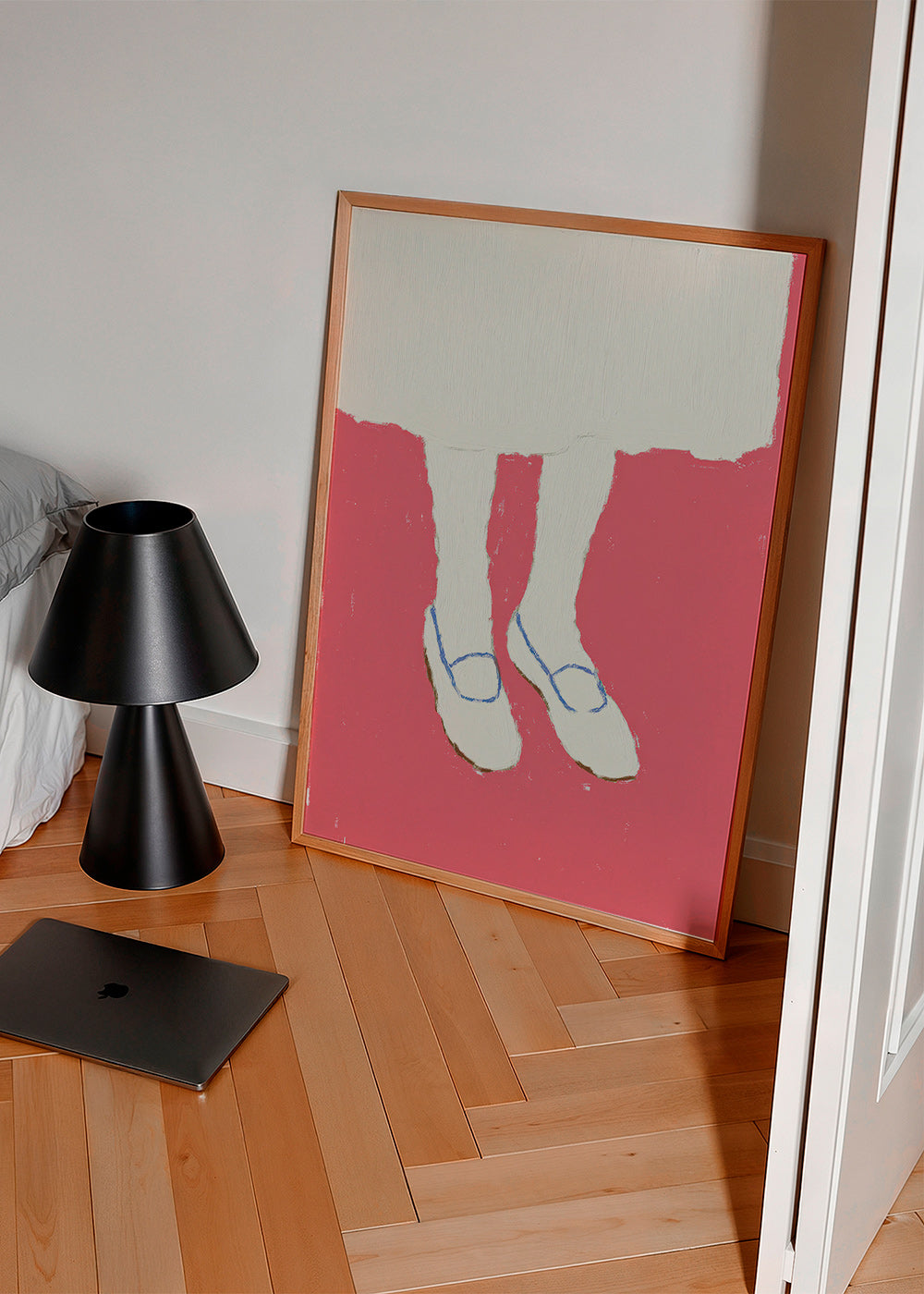 Illustration av ben med rosa skor