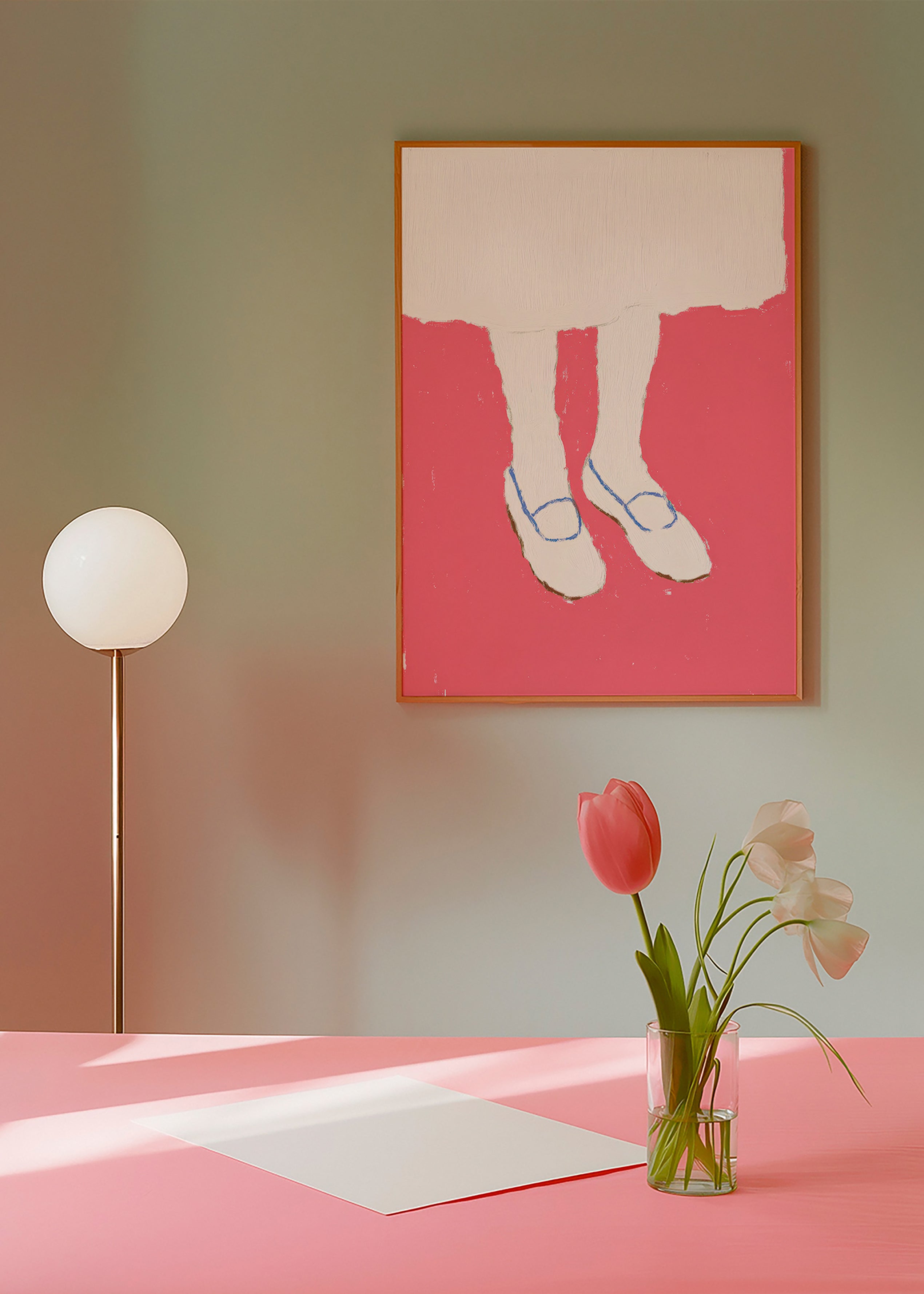 Illustration av ben med rosa skor