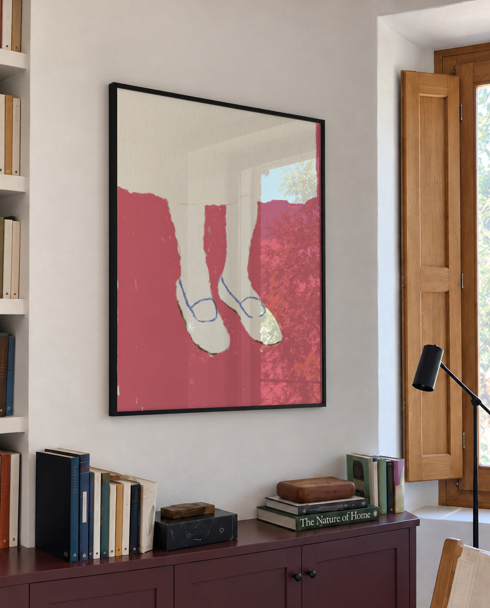Pink Steps - Framed poster in an interior