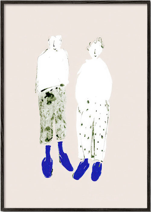 Minimalistisk parillustration med blå stövlar