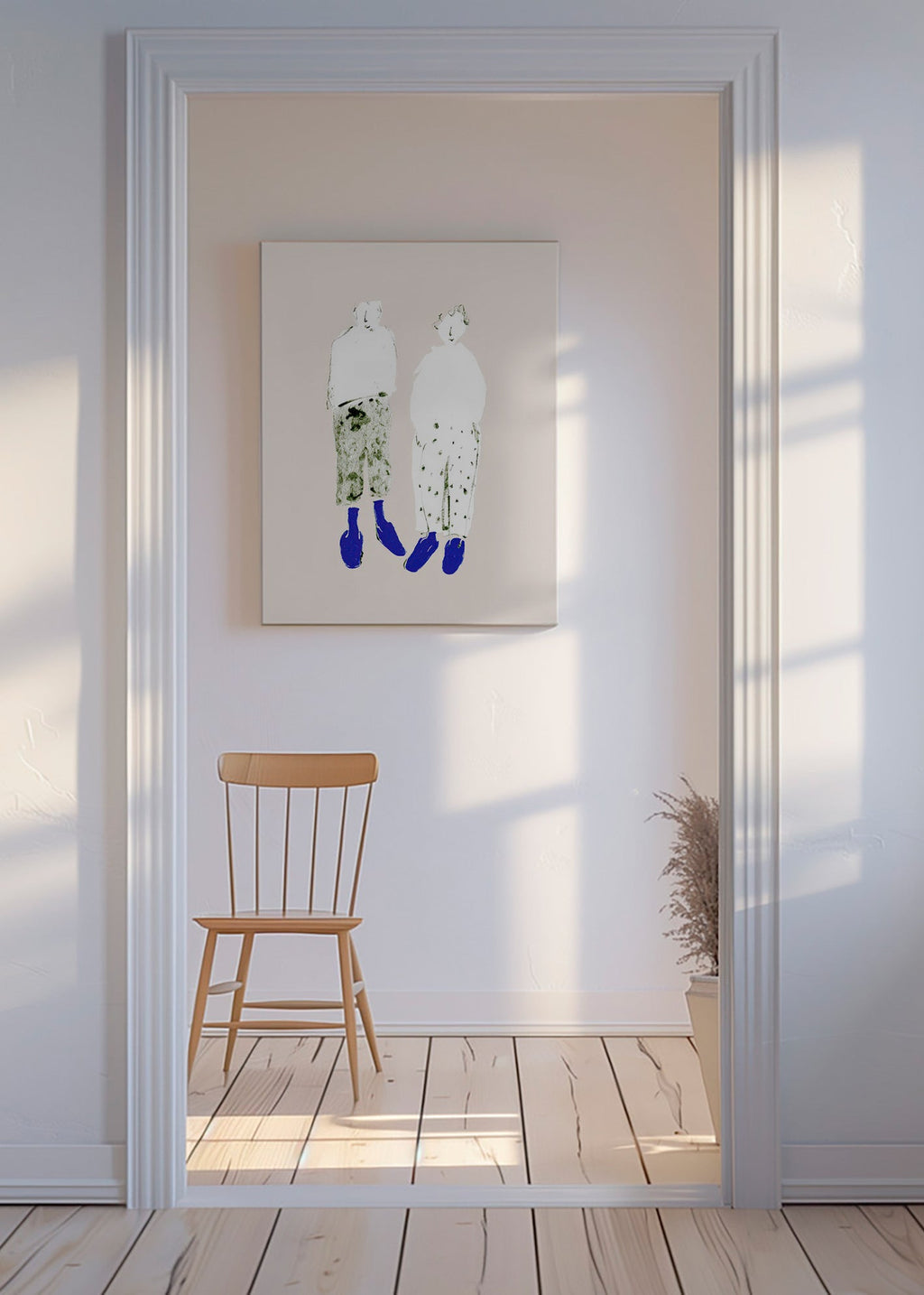 Minimalistisk parillustration med blå stövlar