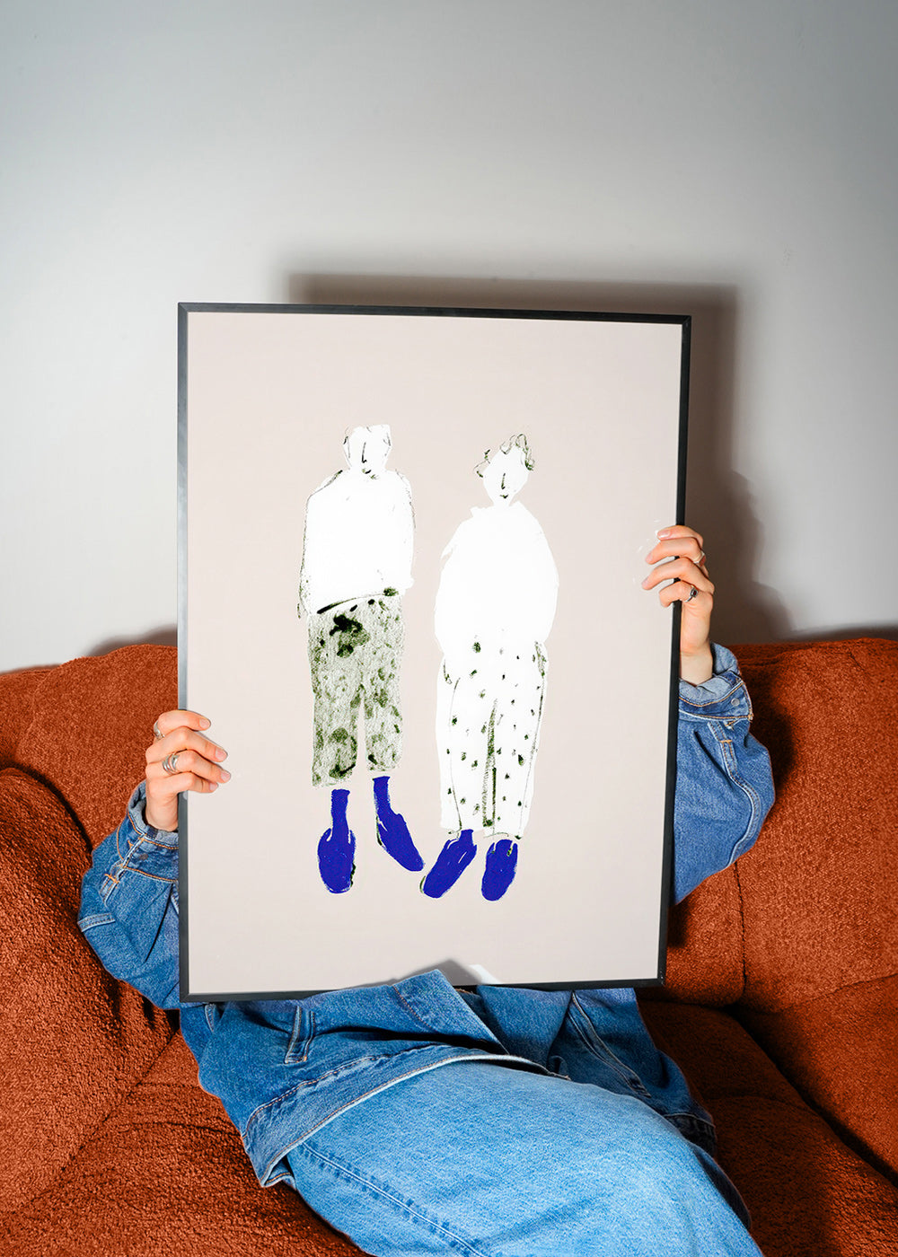 Minimalistisk parillustration med blå stövlar