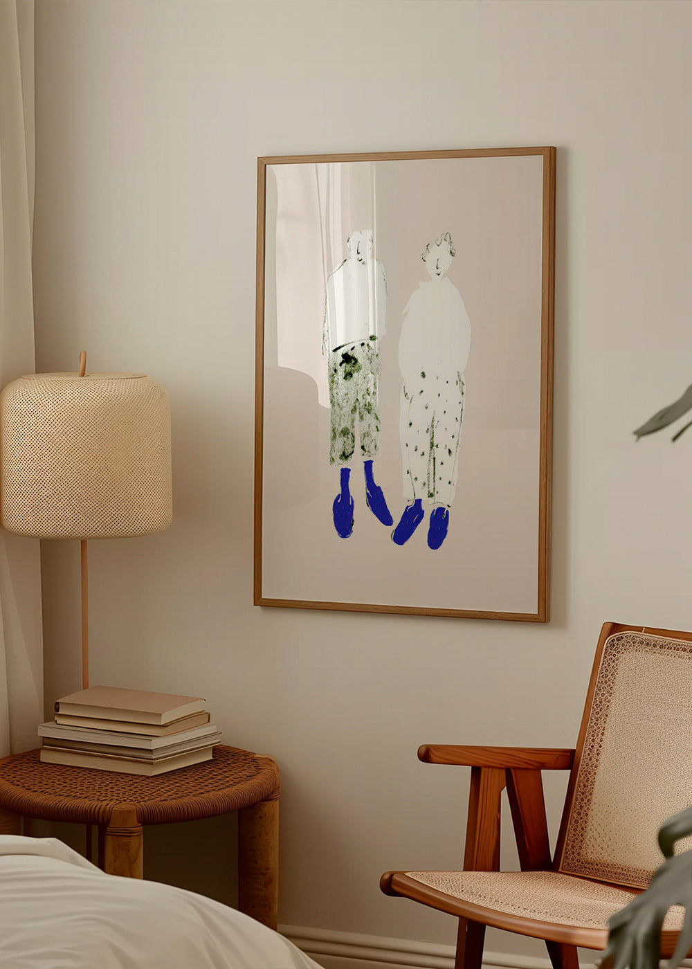 Minimalistisk parillustration med blå stövlar