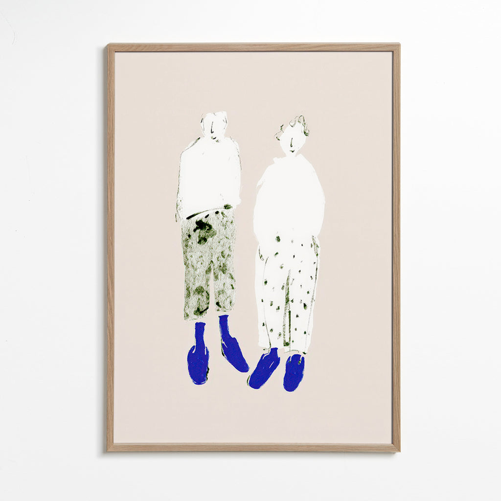 Minimalistisk parillustration med blå stövlar