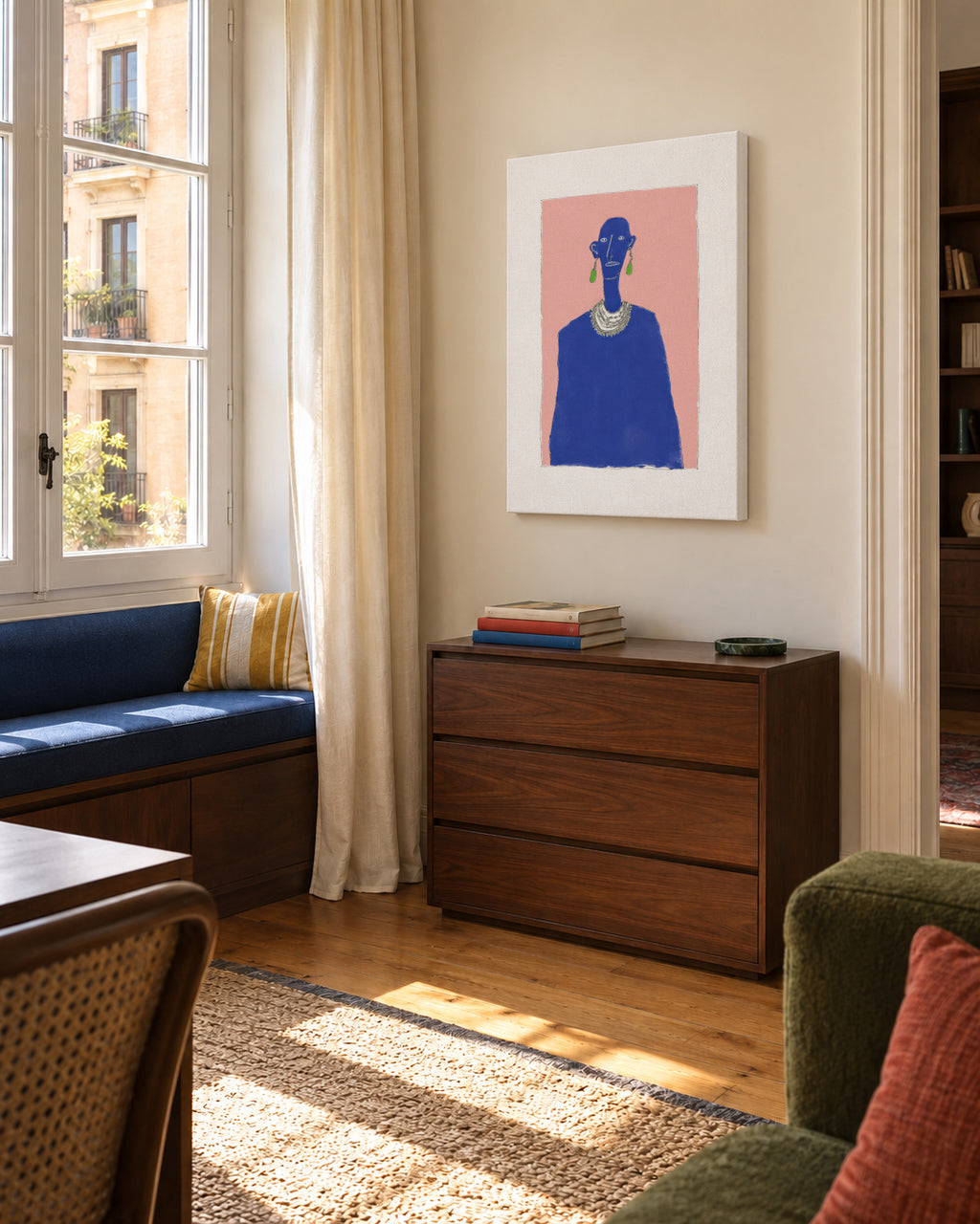Sapphire Portrait - Unframed canvas in an interior