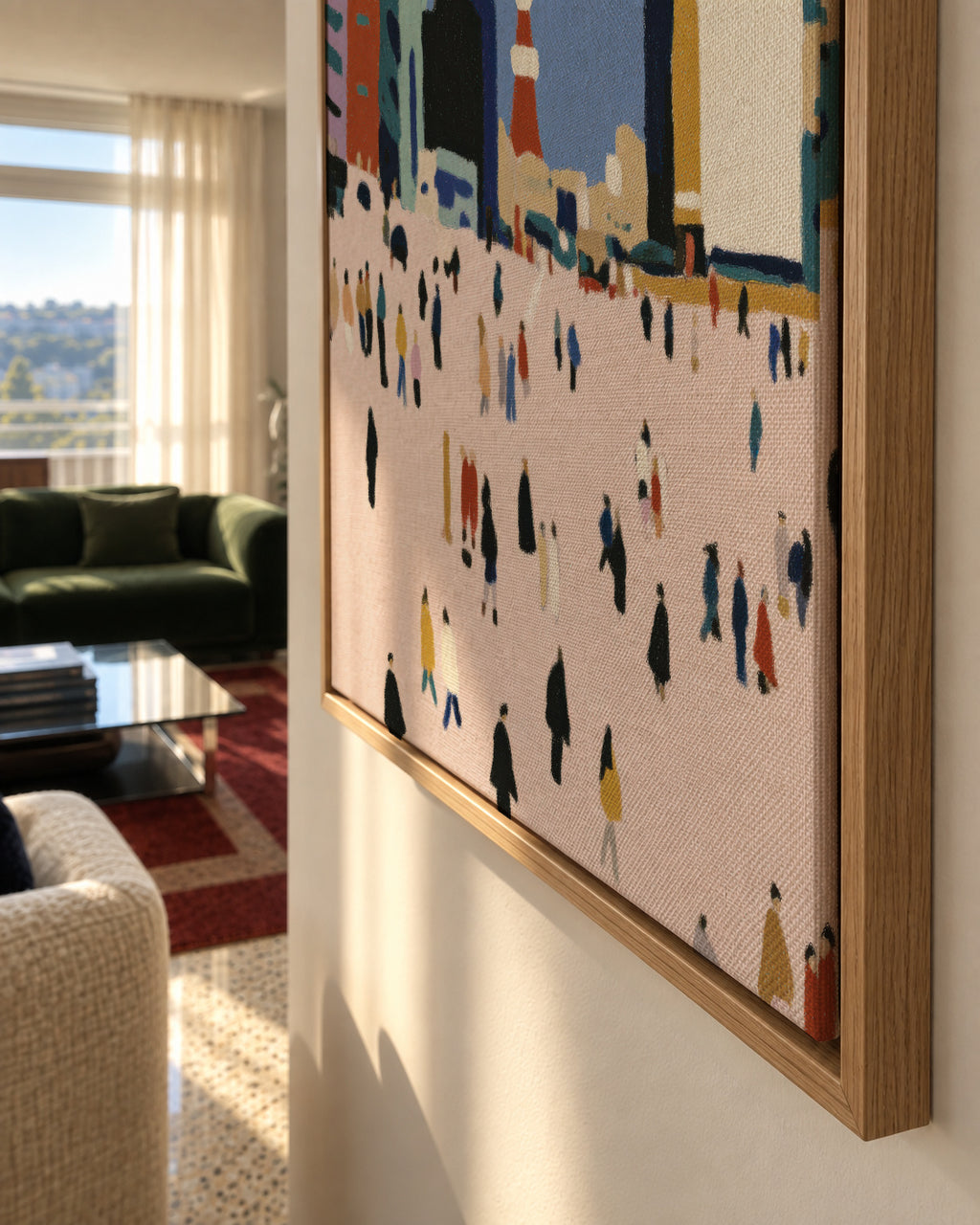 City Crowd - Framed canvas detail