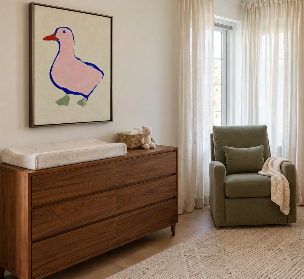 Soft Duckling - Framed canvas in an interior