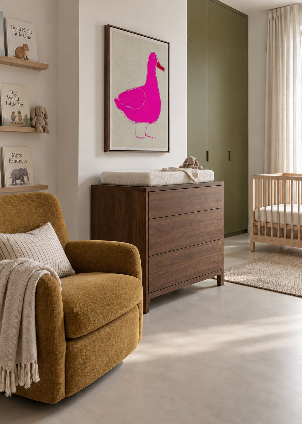 Pink Duck - Framed canvas in an interior