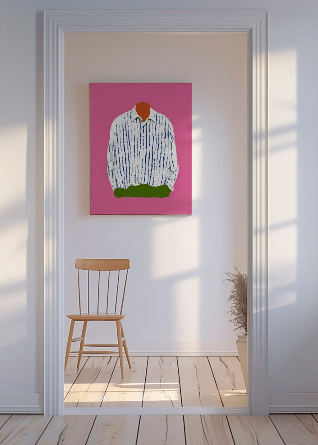 Illustration randig skjorta på rosa bakgrund
