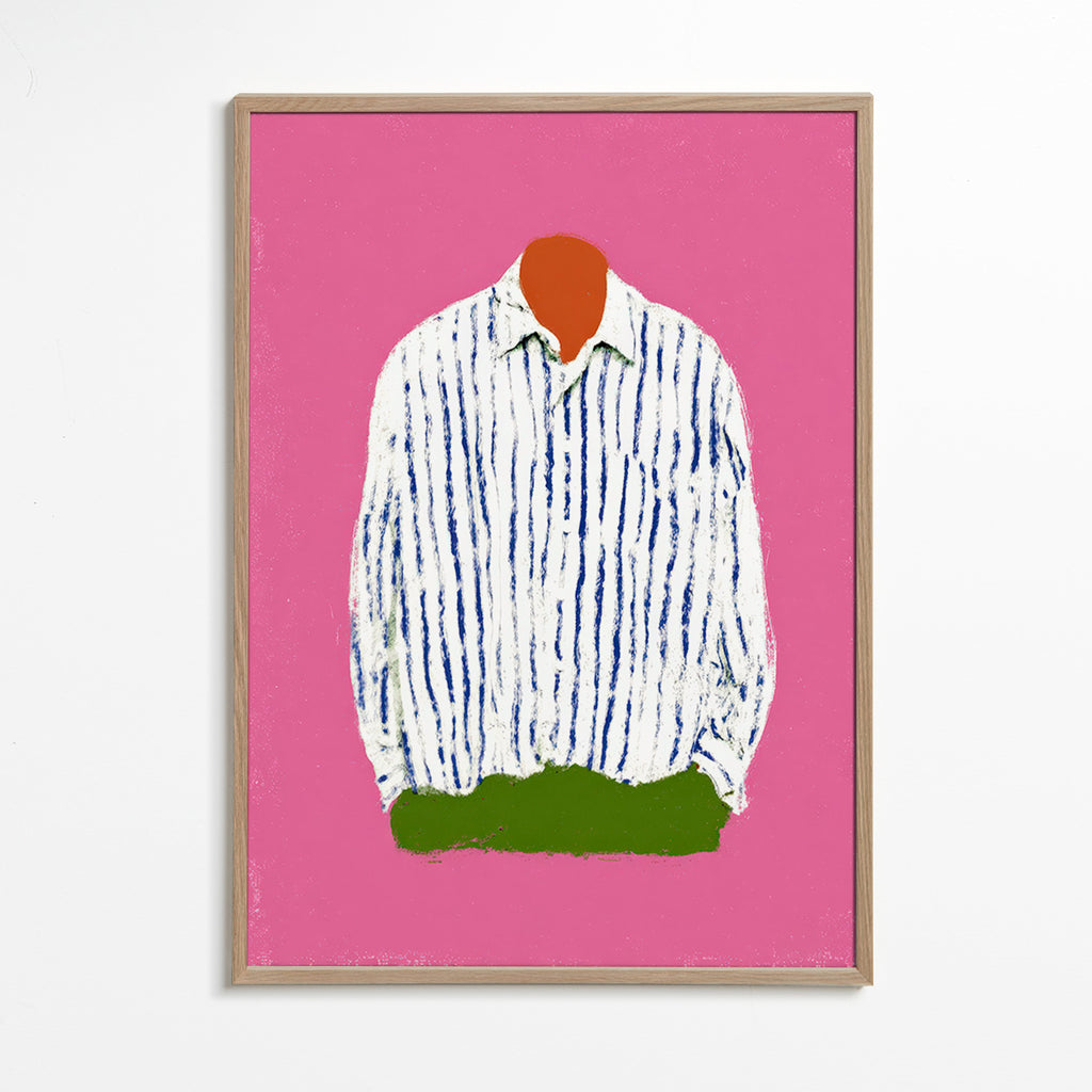 Illustration randig skjorta på rosa bakgrund