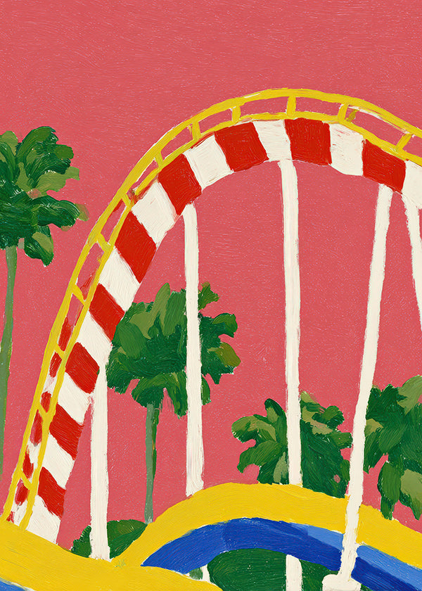Botanisk print med palmer och färgglad båge