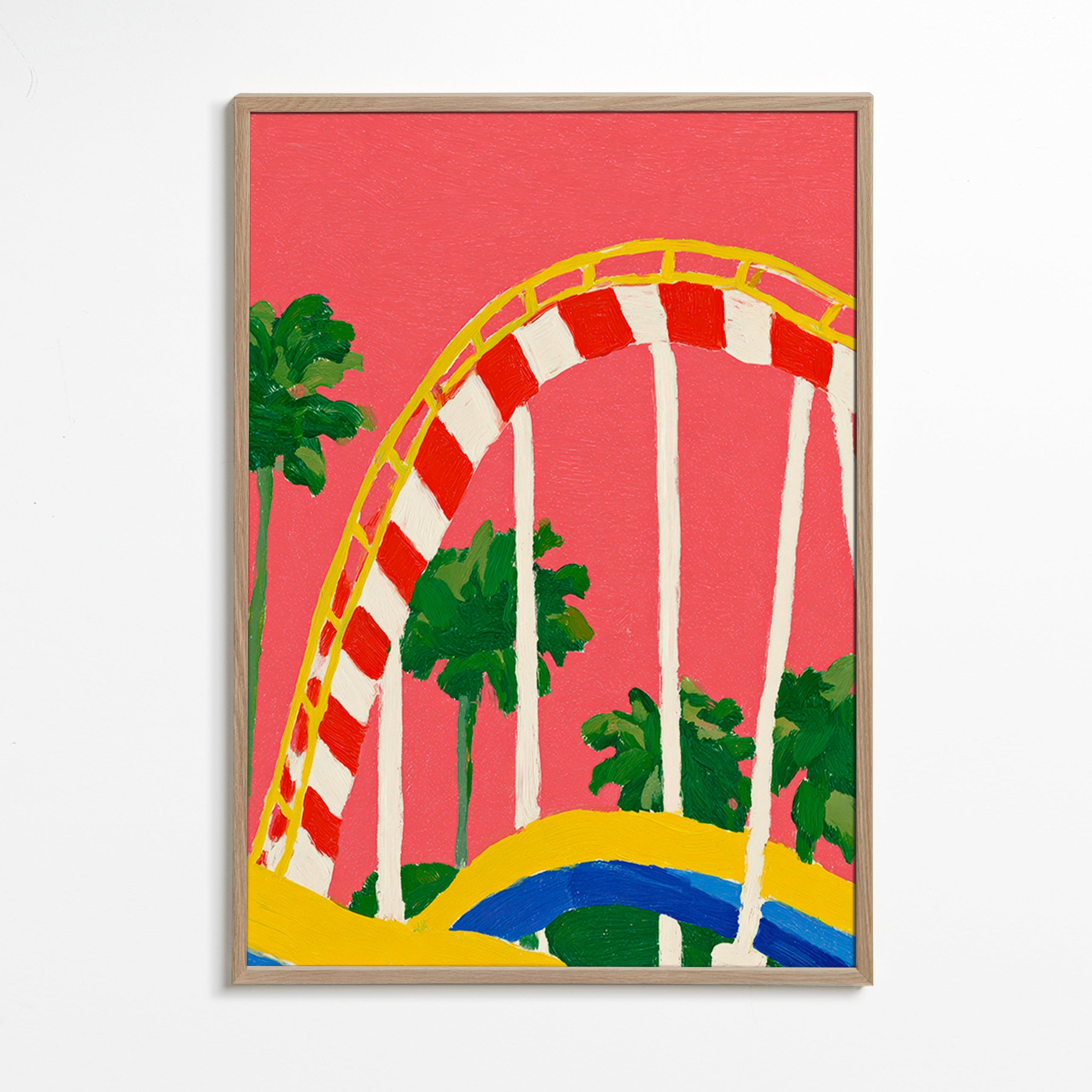 Botanisk print med palmer och färgglad båge