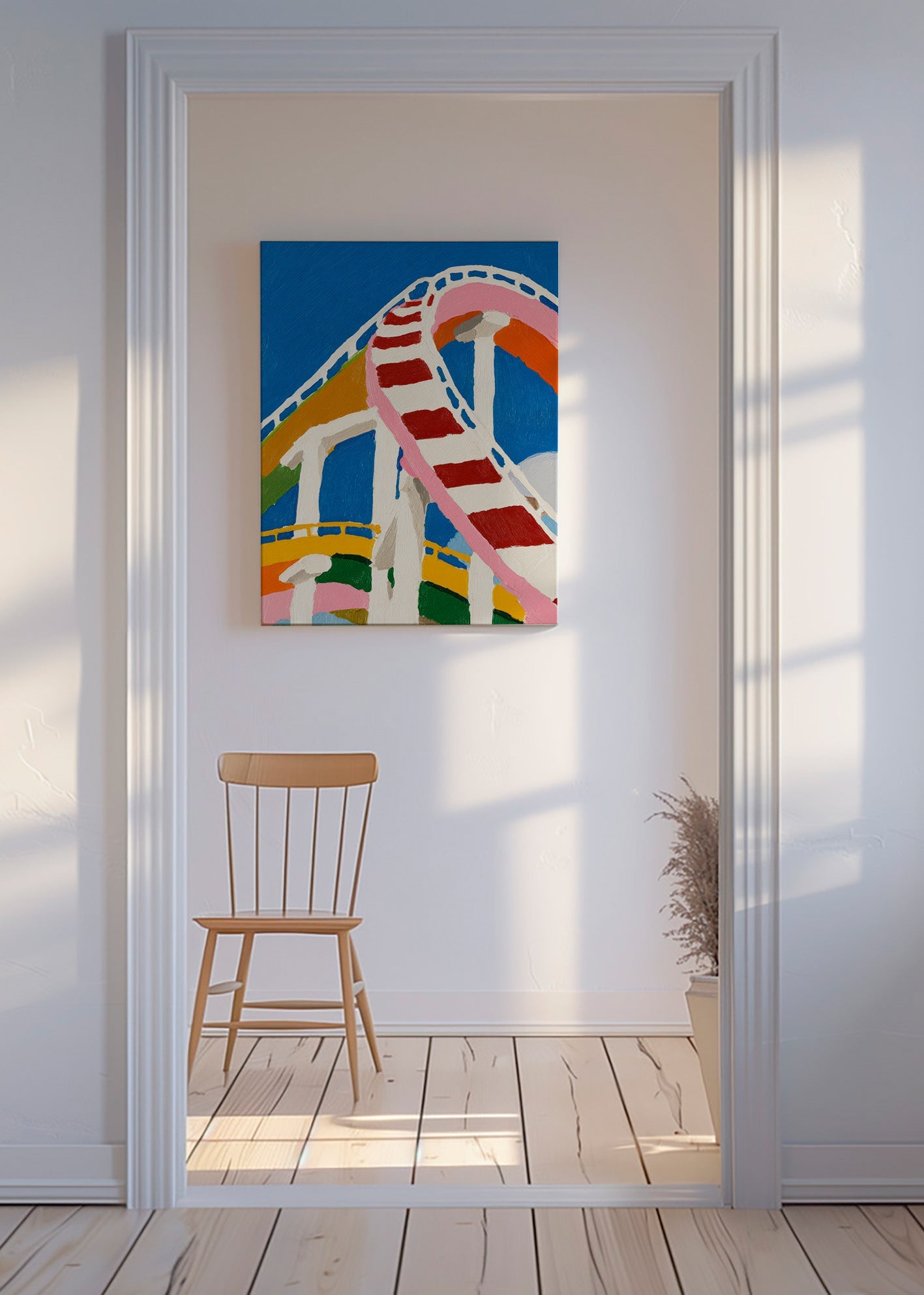Illustration av färgglad berg- och dalbana