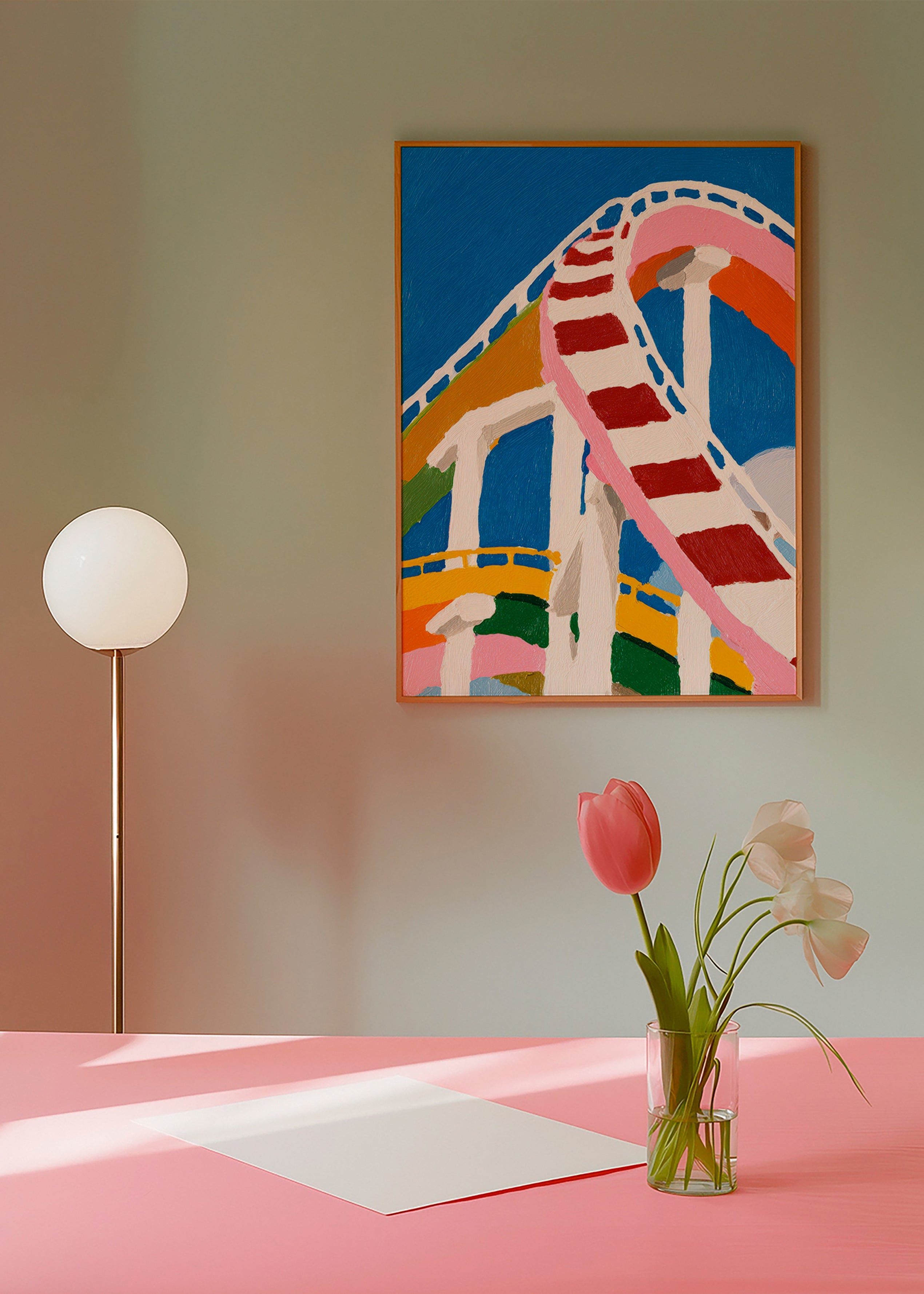 Illustration av färgglad berg- och dalbana