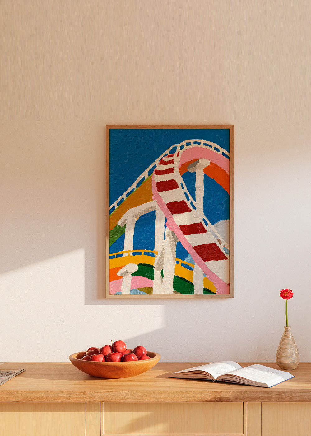Illustration av färgglad berg- och dalbana