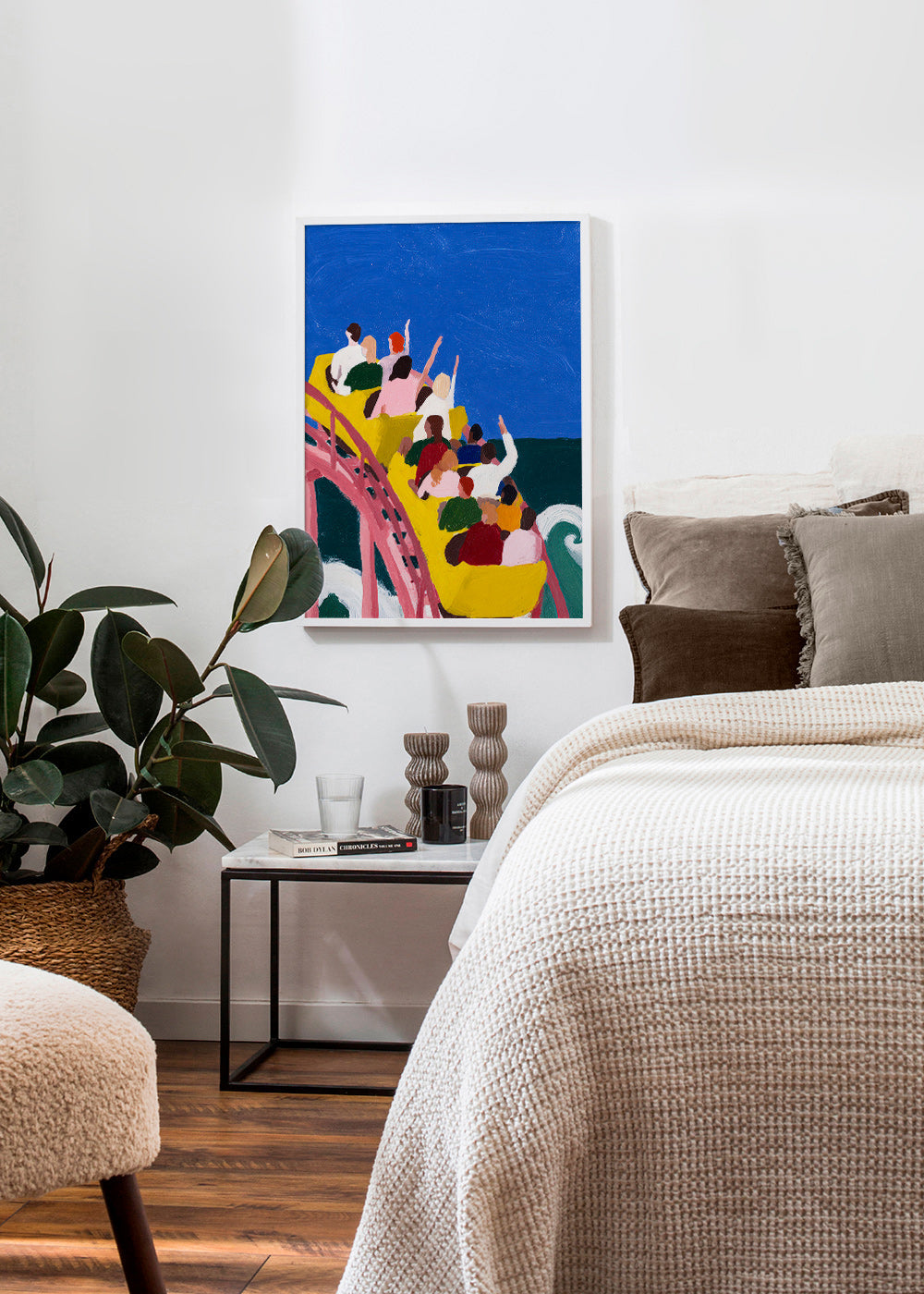 Illustration berg- och dalbana vid havet