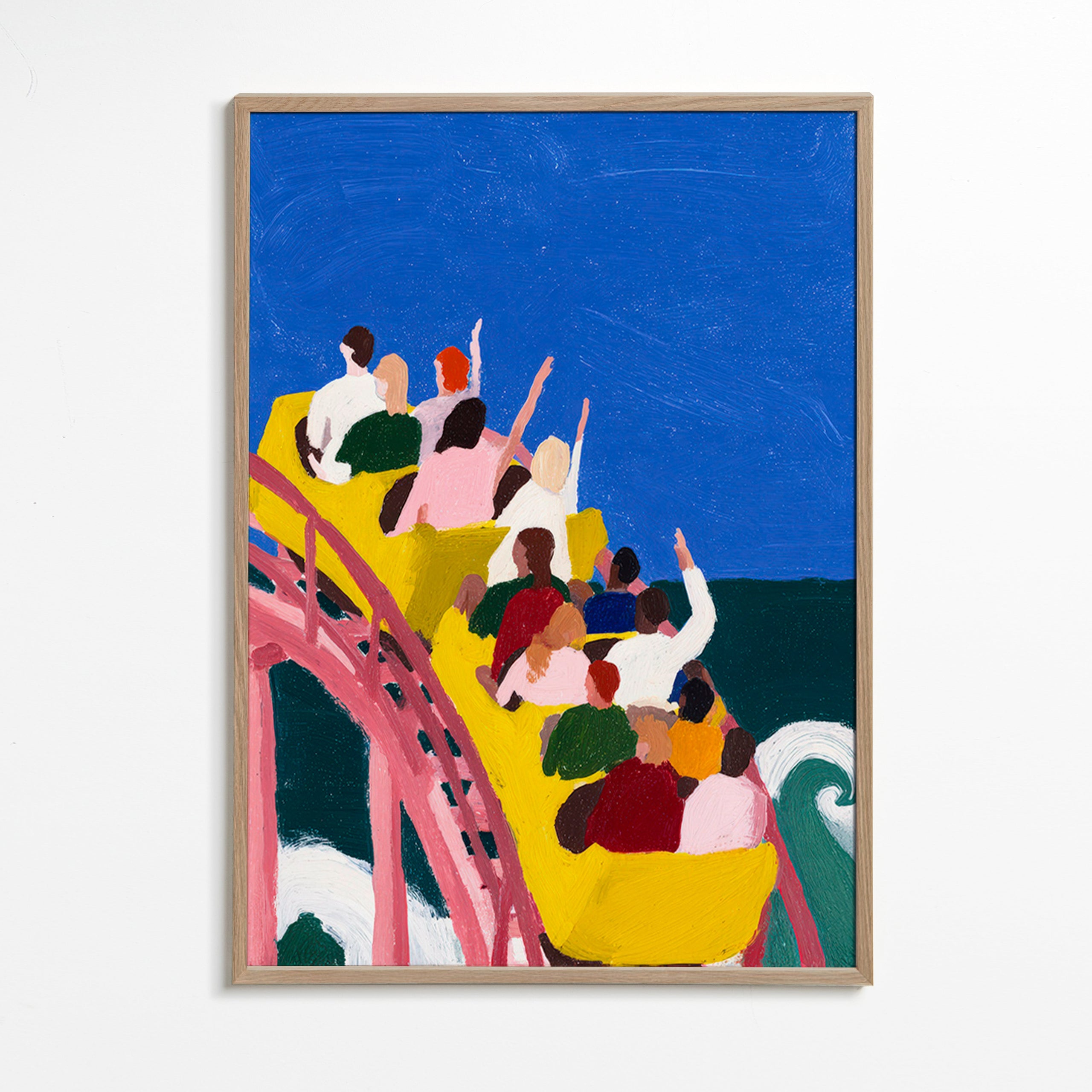 Illustration berg- och dalbana vid havet