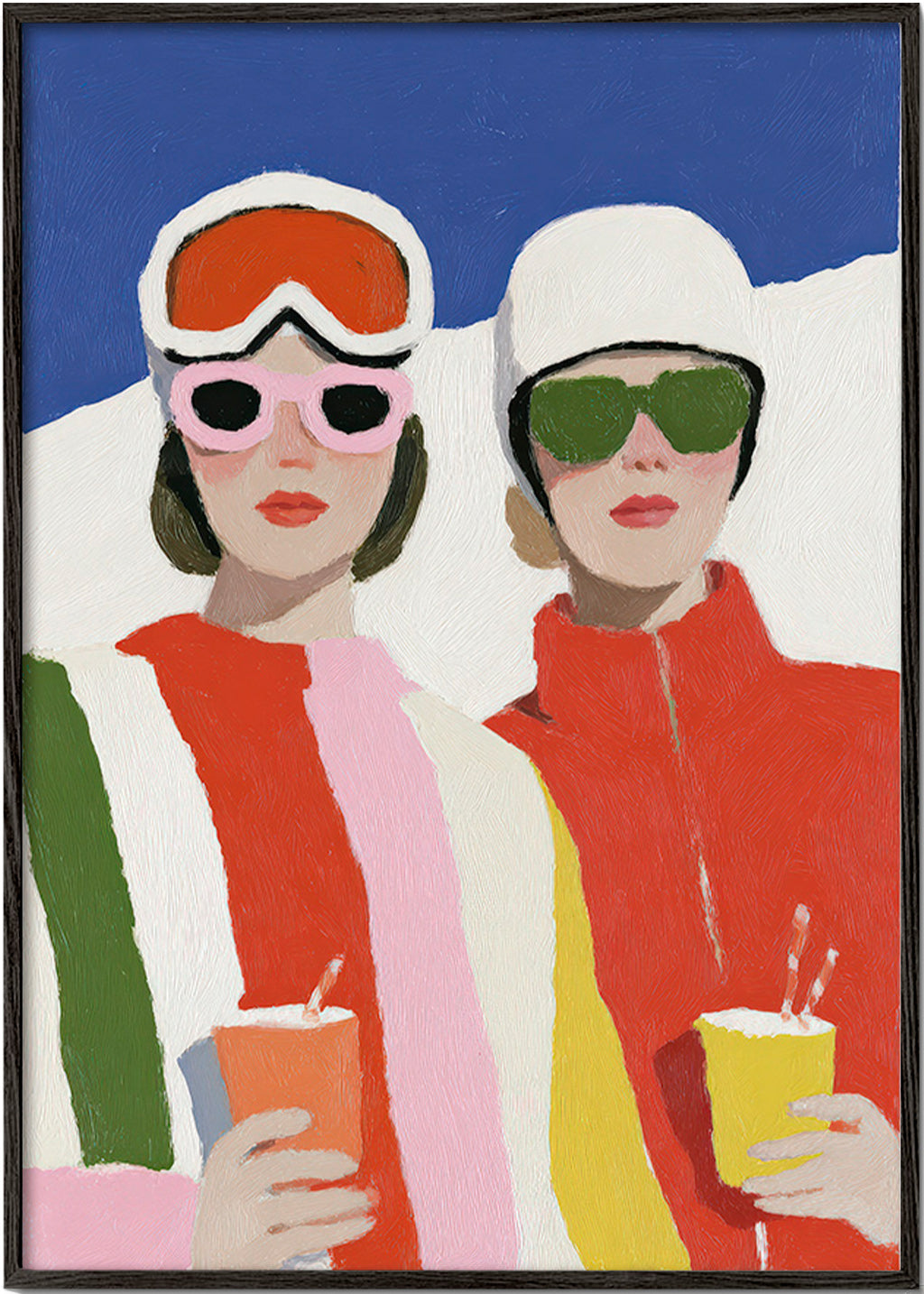 Illustration après-ski duo i retrostil