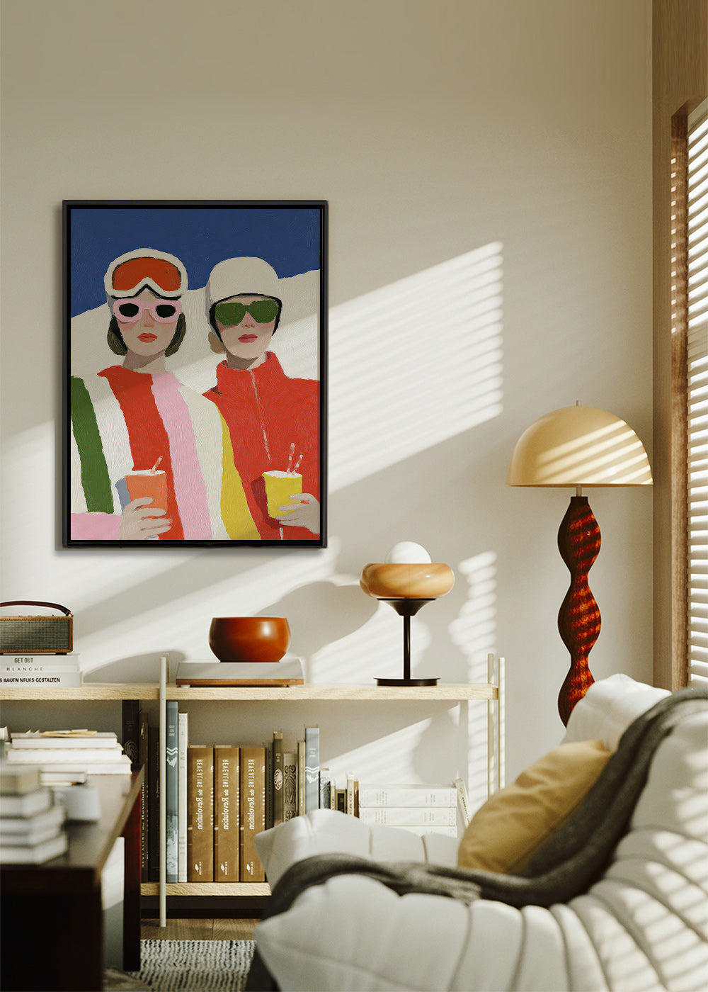 Illustration après-ski duo i retrostil