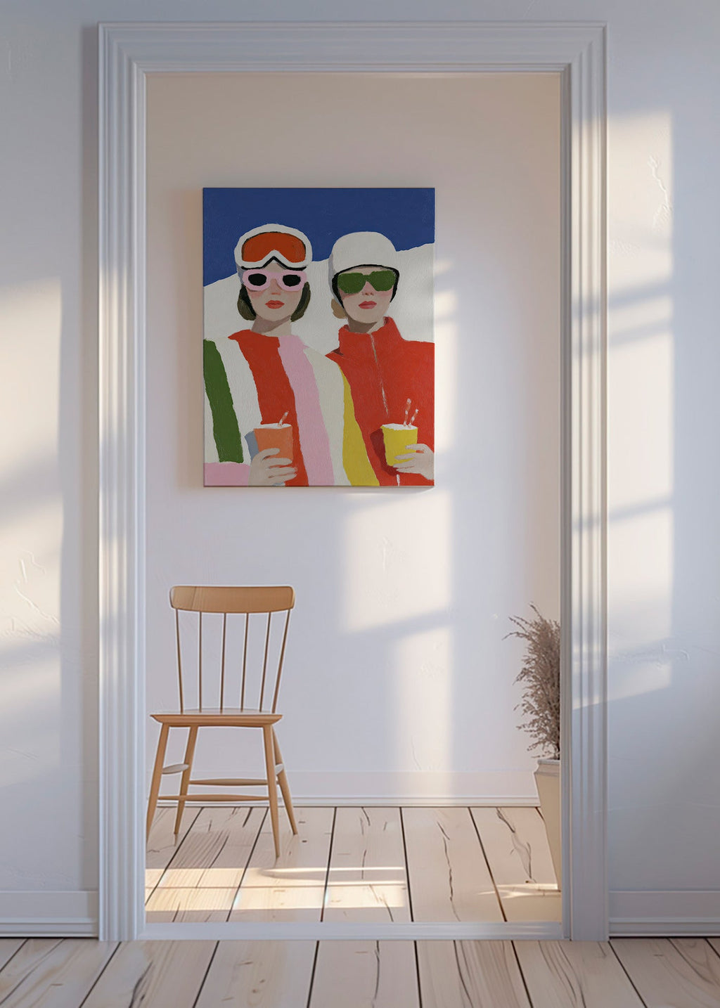Illustration après-ski duo i retrostil