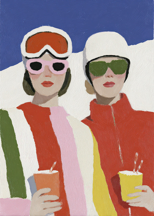 Illustration après-ski duo i retrostil
