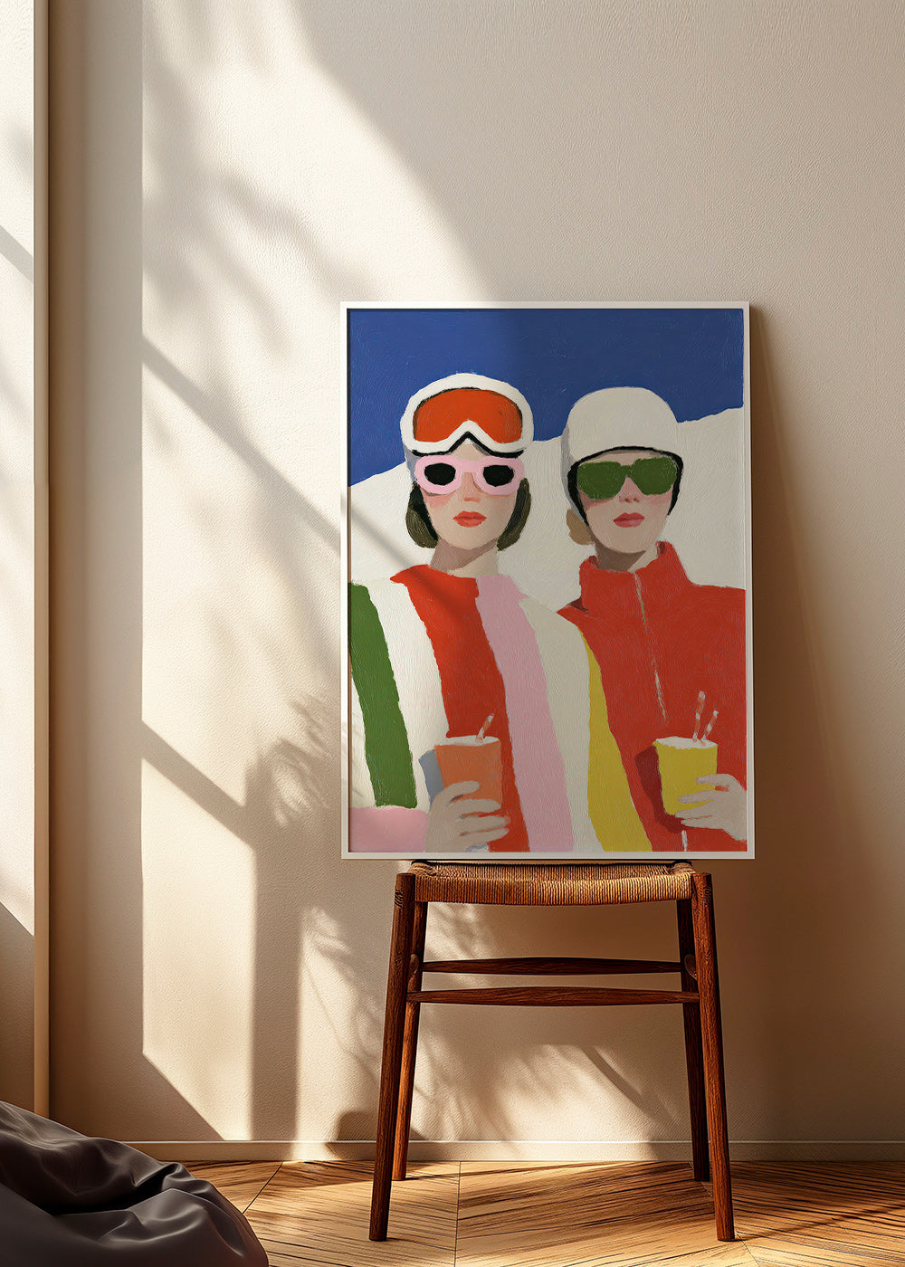 Illustration après-ski duo i retrostil
