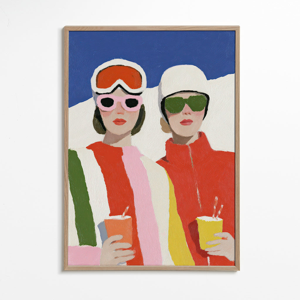 Illustration après-ski duo i retrostil