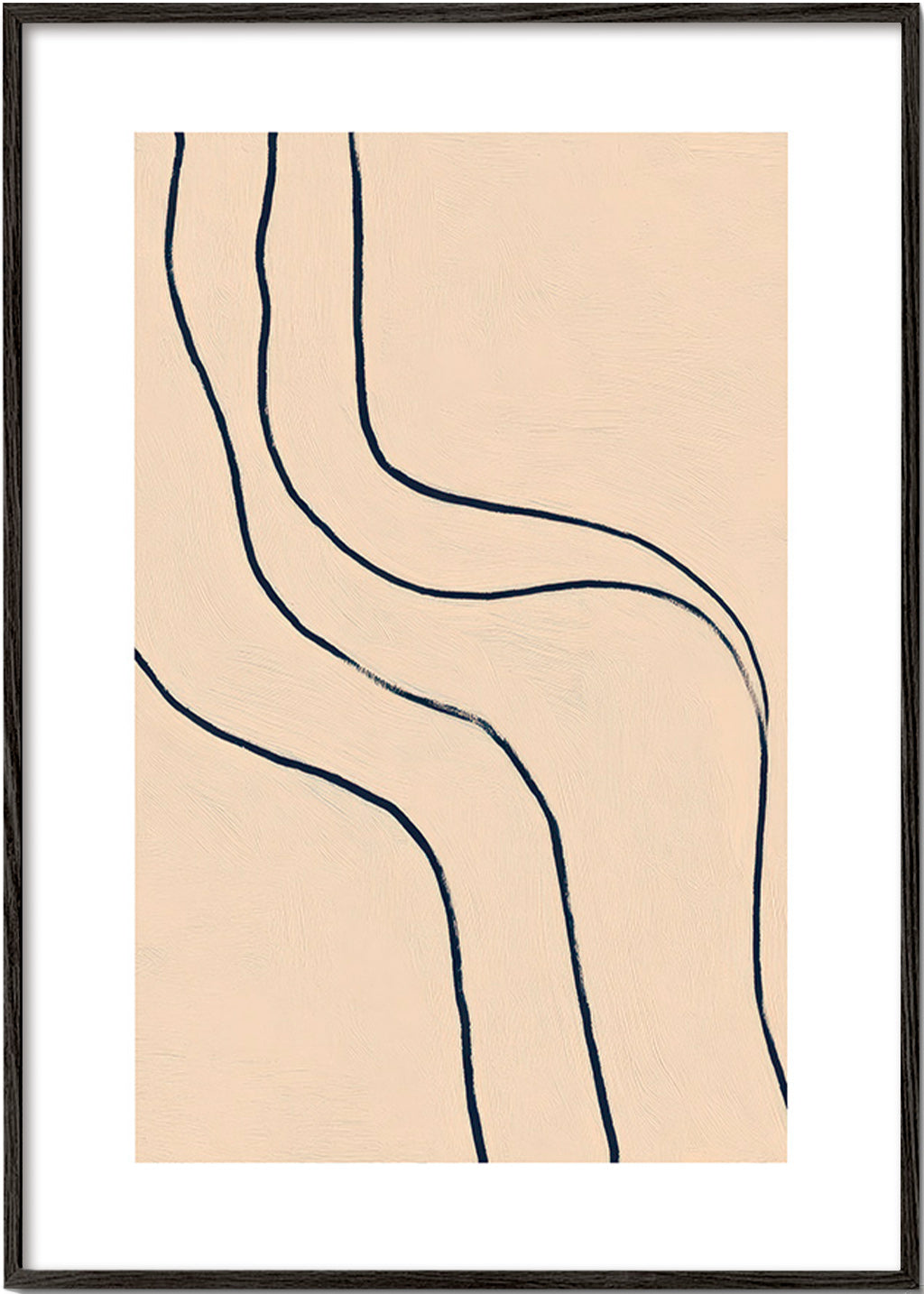 Minimalistisk tavla med flytande linjer på beige