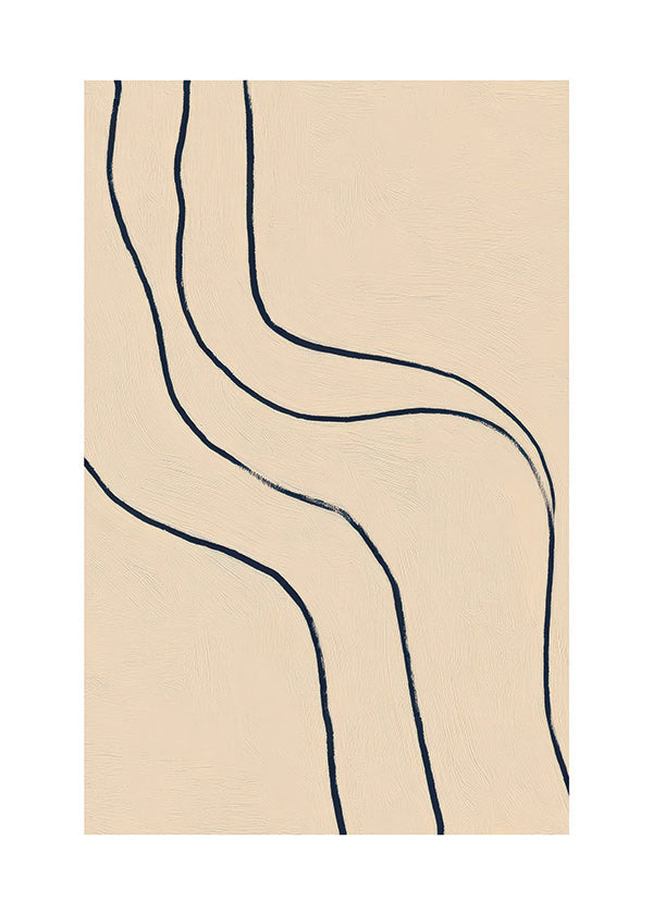 Minimalistisk tavla med flytande linjer på beige