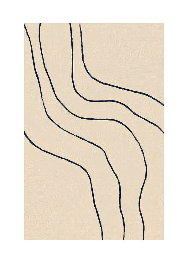 Minimalistisk tavla med organiska linjer beige