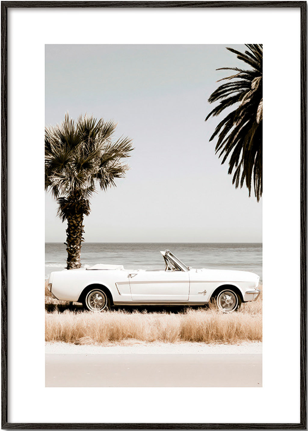 Vintage bilfotografi vid havet
